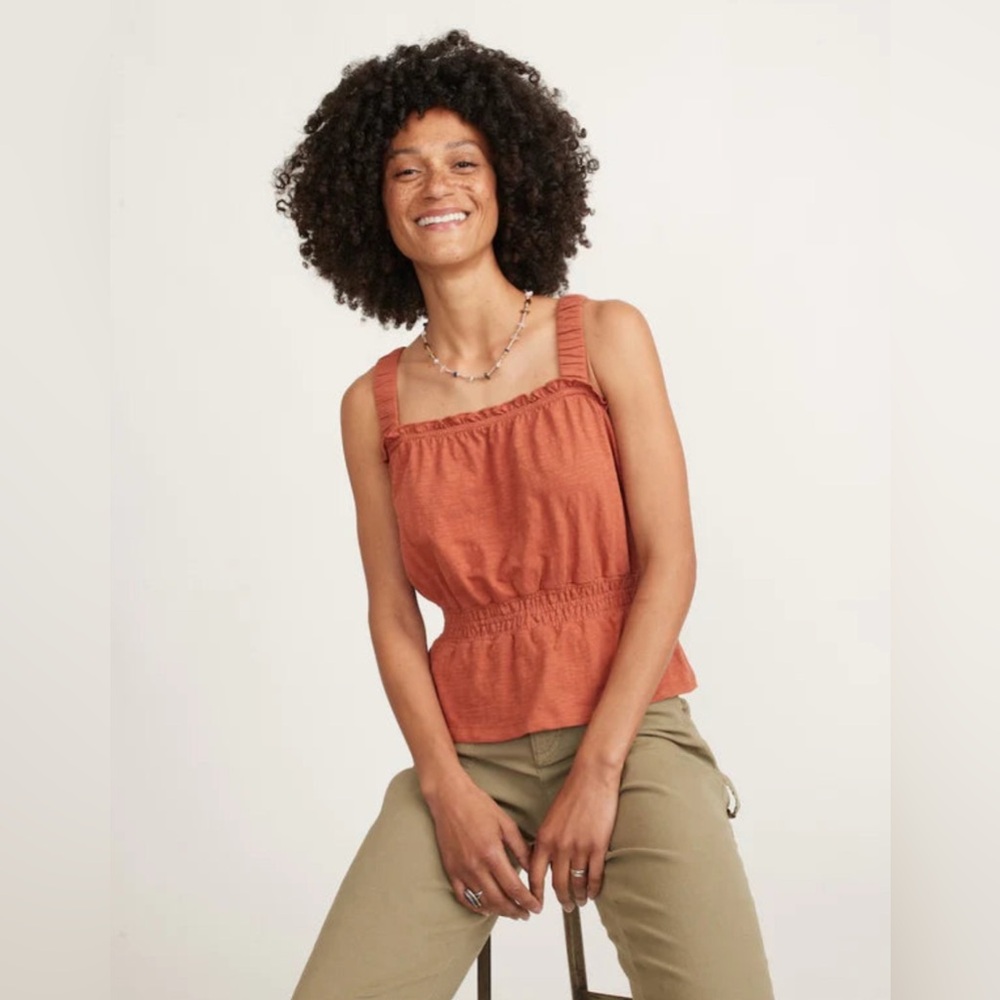 MARINE LAYER Women’s Clay Dylan Smocked Cotton Tank Top - S